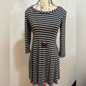 Forever Rose Couture Striped Blue and White Dress